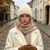 Solid Color Cold Weather Hats Satin Lined Knit Hat for Women, Winter Warm Soft Beanies, Fashion Stretchy Thermal Outdoors Frizz-free Hair Protection,