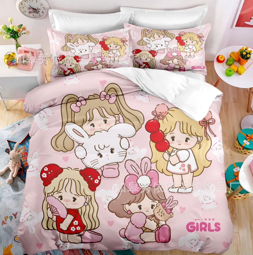 Kawaii MIKKO Bedding Sets Comforter Quilt Bed Cover Duvet Cover Pillow Case 2-3 Pieces Sets Kids Adult Size Cartoon Decoration