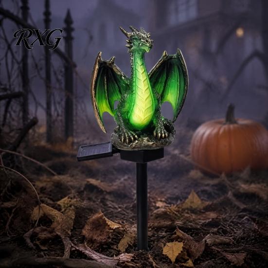 Gothic Style Garden Decoration Solar Dragon Light, Waterproof Medieval Statue Lamp, Eco Friendly Resin Animal Lighting Outdoor Fantasy Decor for Patio