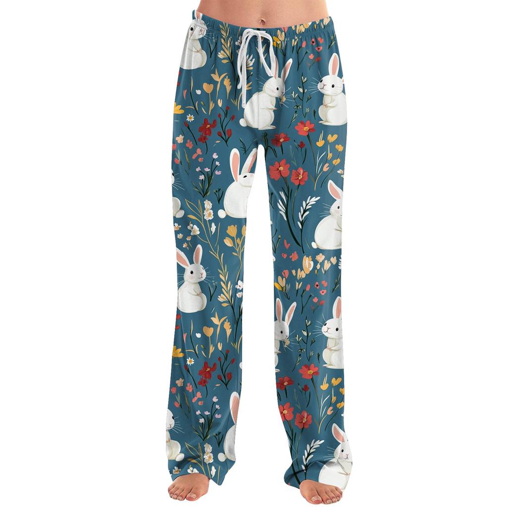 Женские повседневные прямые брюки с принтом пасхального яйца Домашние повседневные брюки