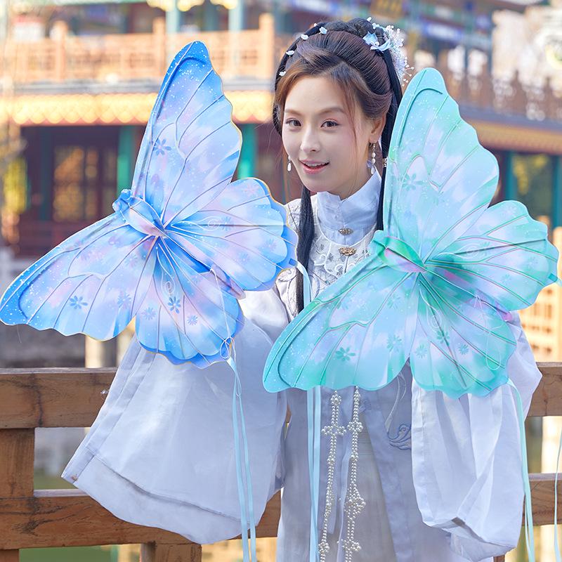 2026 Retro Bamboo Stick Parent-Child Butterfly Kite, 60cm/80cm - Dance Decoration Props