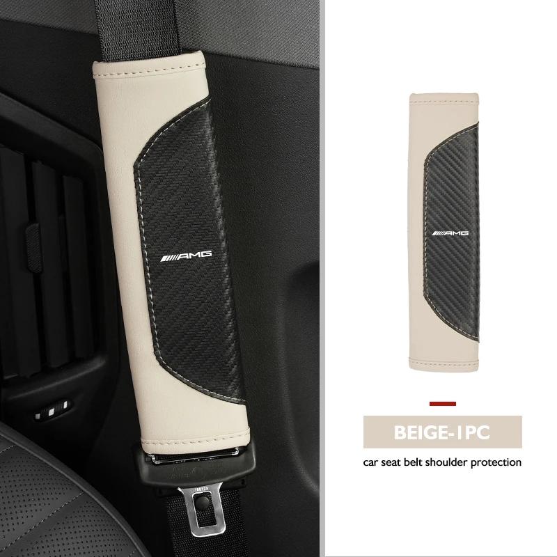 Universal Car Seat Belt Leather Shoulder Strap Protector Pad For Mercedes Benz AMG W204 W205 W203 W211 W201 W210 W108 W124 W126