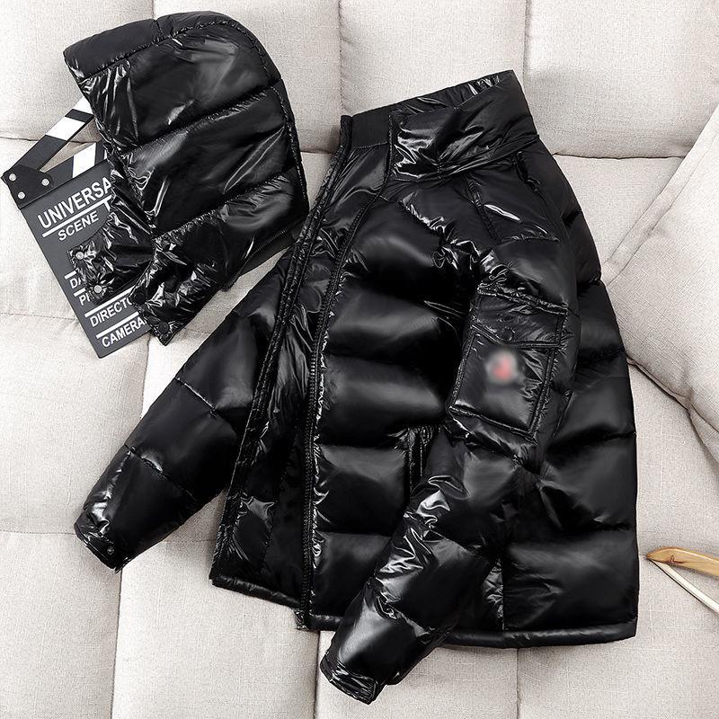 Зимние мужские куртки-пуховики с объемной подкладкой, блестящая съемная шапка, теплые водонепроницаемые пуховики, не подлежащие стирке, мужские пуховые пальто