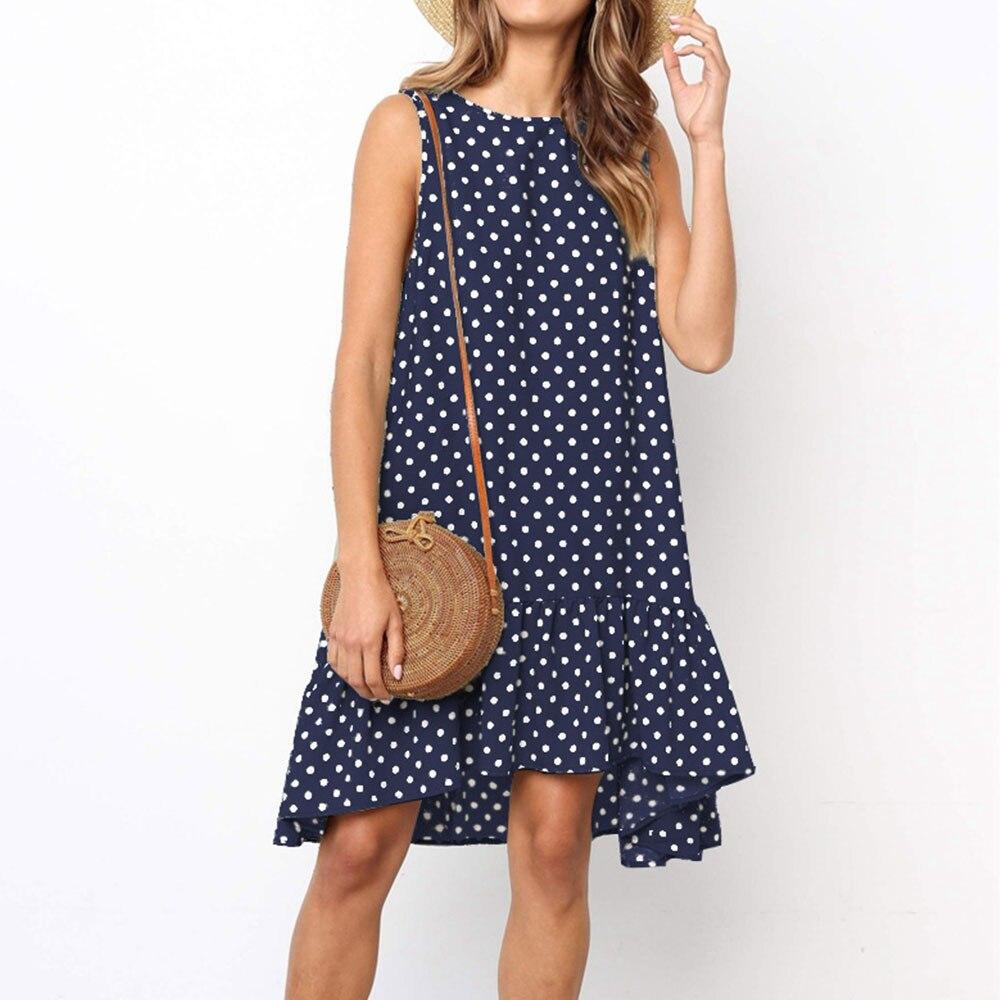 2023 Summer Chiffon Dress Women Polka Dot Ruffles Mini Dress Casual Loose Beach Party Street Short Sundress