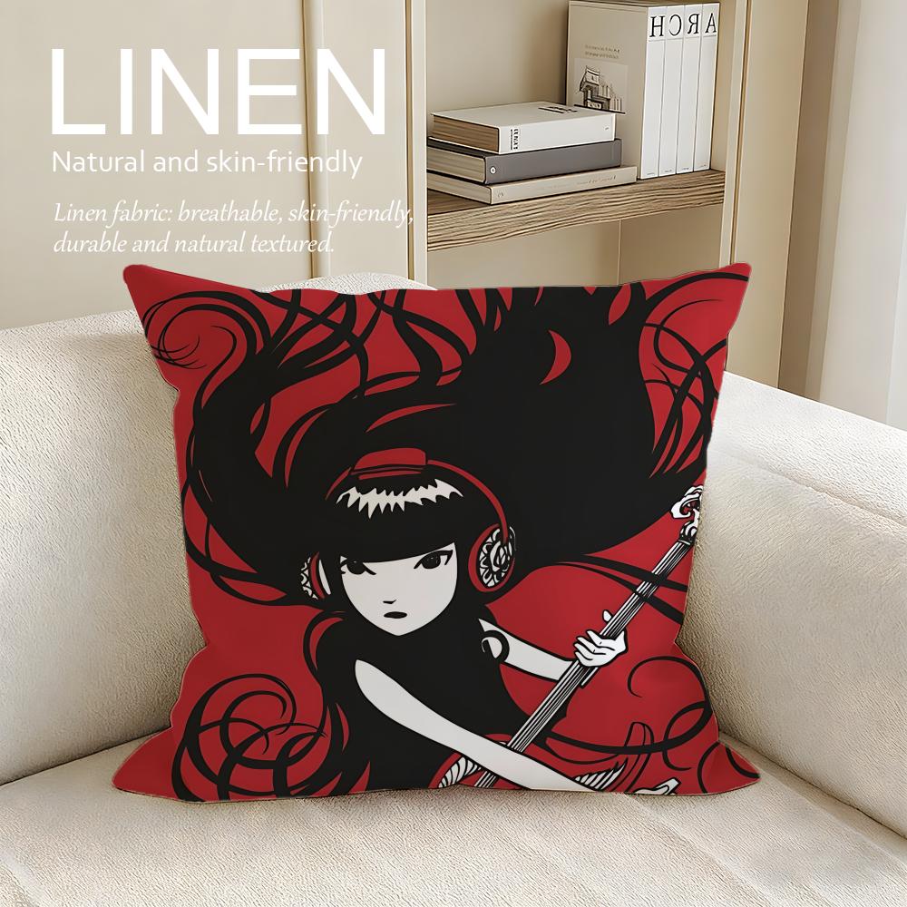 Cute Emily the Strange Cushion Cover Pillowcase Set Pcs x x Breathable Washable Sofa Cushion Cover
