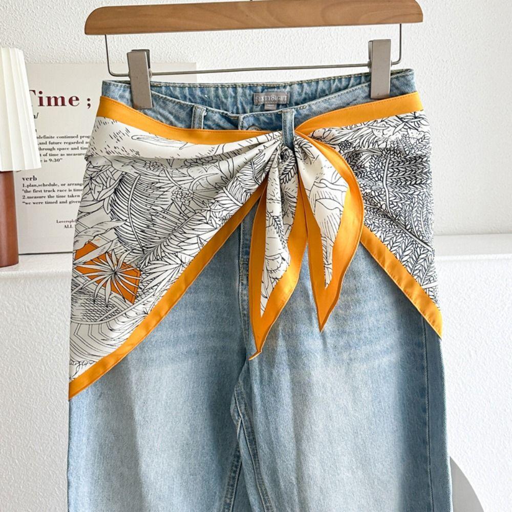 Satin Waist Triangle Scarf Belt Ethnic Style Shirt Extender Fashion Silk Scarf Women's Fashion