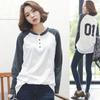 New Autumn Long-sleeved T-shirt Women's Medium Length Loose Ins Shirt White Korean Version of Student Button-down Shirt