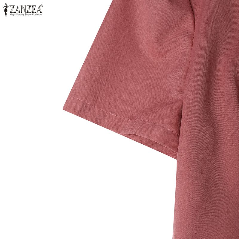 Summer Splice Zanzea Collar Women Casual Short Sleeve Dress