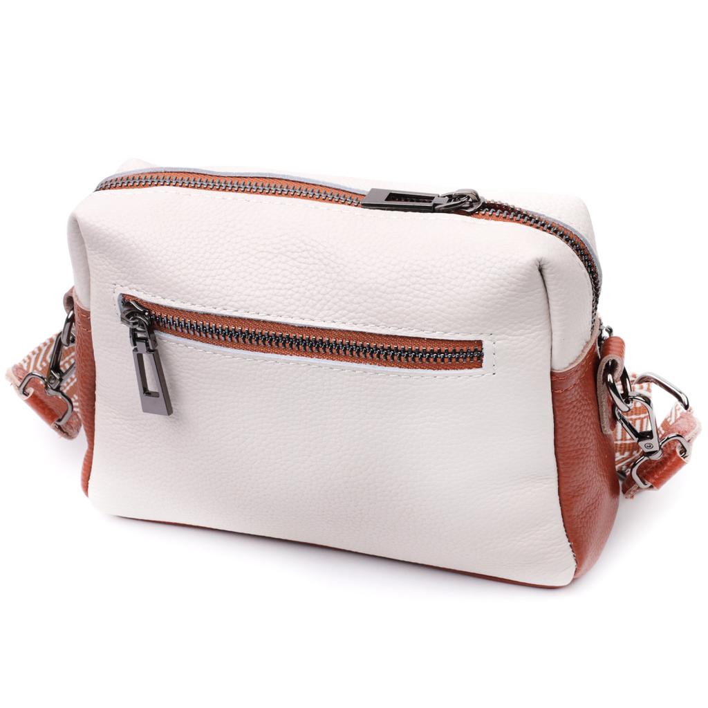 Comfortable Bag for Women for Every Day Made of Genuine Leather Vintage 22589 White
