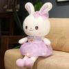 Cute Dress with Rabbit Plush Toy Colorful Rabbit Doll Comforts Little White Rabbit Doll Children's Birthday Gift