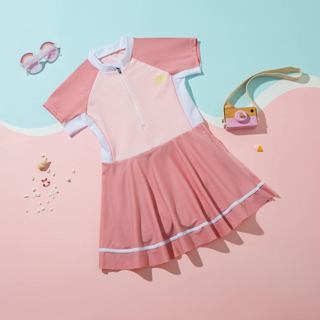 Спортивный слитный купальник для девочек в стиле юбки для тренировок и горячих источников