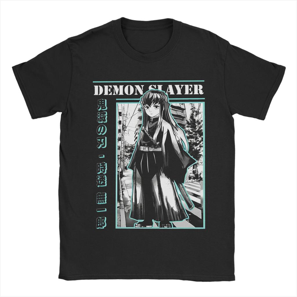 Клинок, рассекающий демонов Аниме Футболка Мужская Хлопковая Топы Рубашки Эстетика Муичиро Токито Круглый вырез Короткий рукав