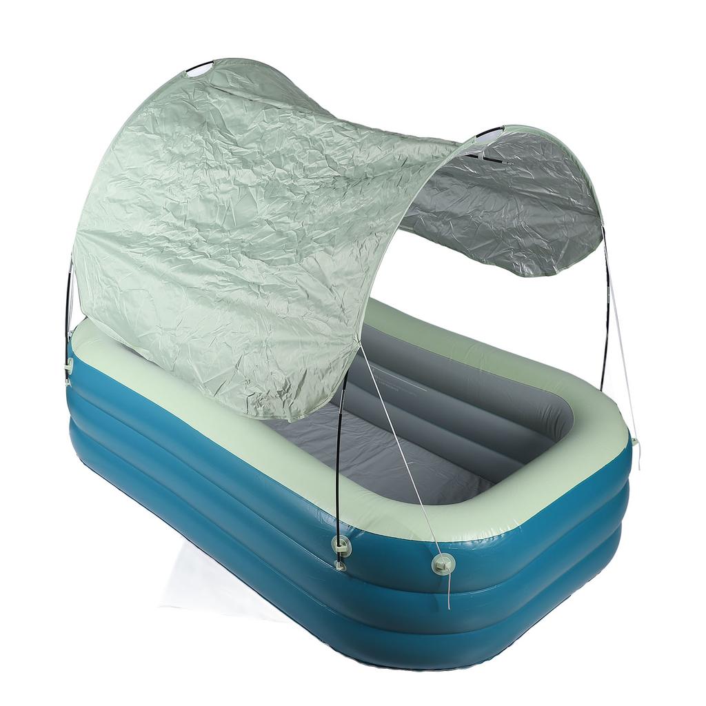 Inflatable Pool Thickened Large Blow Up Swimming Pool with Canopy Slide for Kids Backyard Outdoor