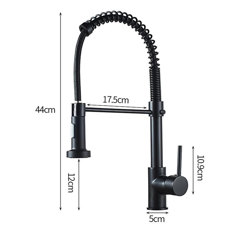 Матовый черный выдвижной кухонный смеситель, хромированный двойной режим, насадка, смеситель для горячей и холодной воды, кран-кран, латунные пружинные смесители для кухонной мойки