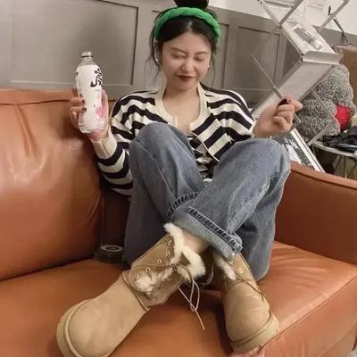 Горячая распродажа Женские зимние сапоги Плюс флис Мех Один 2025 Новые сапоги средней длины Хлопковая обувь