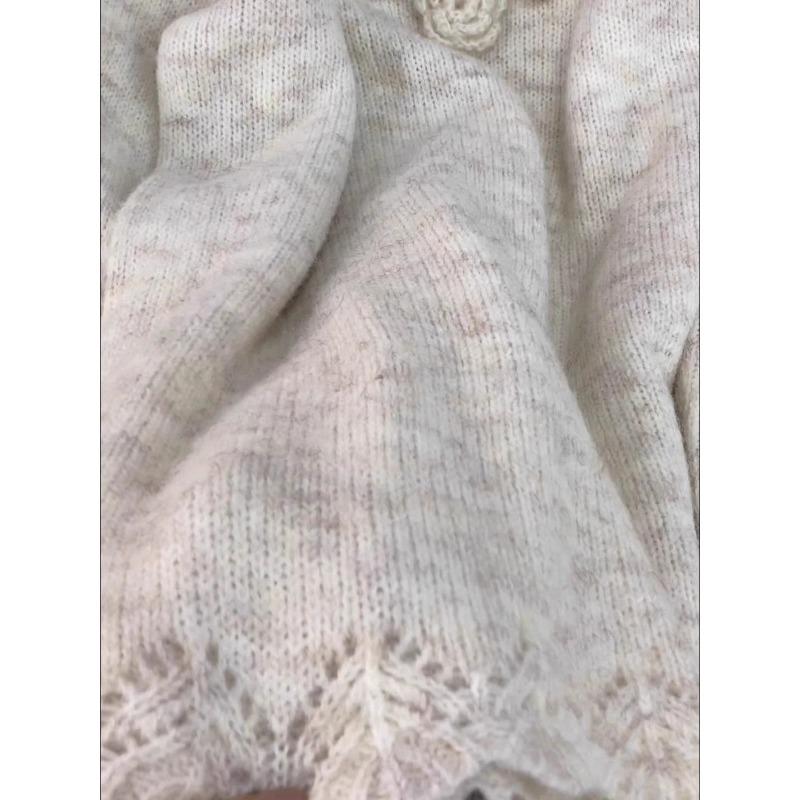 Three-dimensional Flower Knitted Sweater V-neck Large Size Women's 2025 Autumn Winter Mid-length Fashion Top