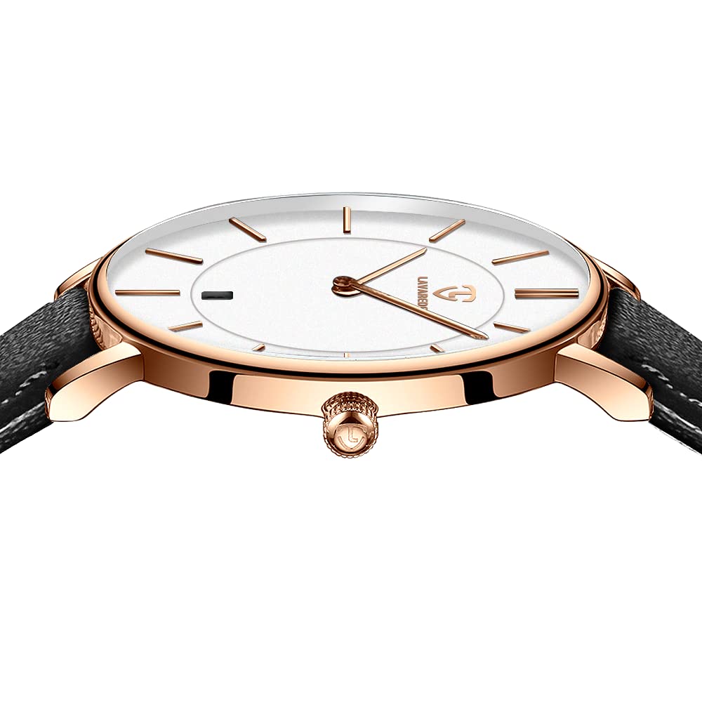 Simple Waterproof Analog Watch with Thin Leather Stylish Unisex Watch with Date Quartz Fashionable and Popular for and Everyday Wear [L LAVAREDO]