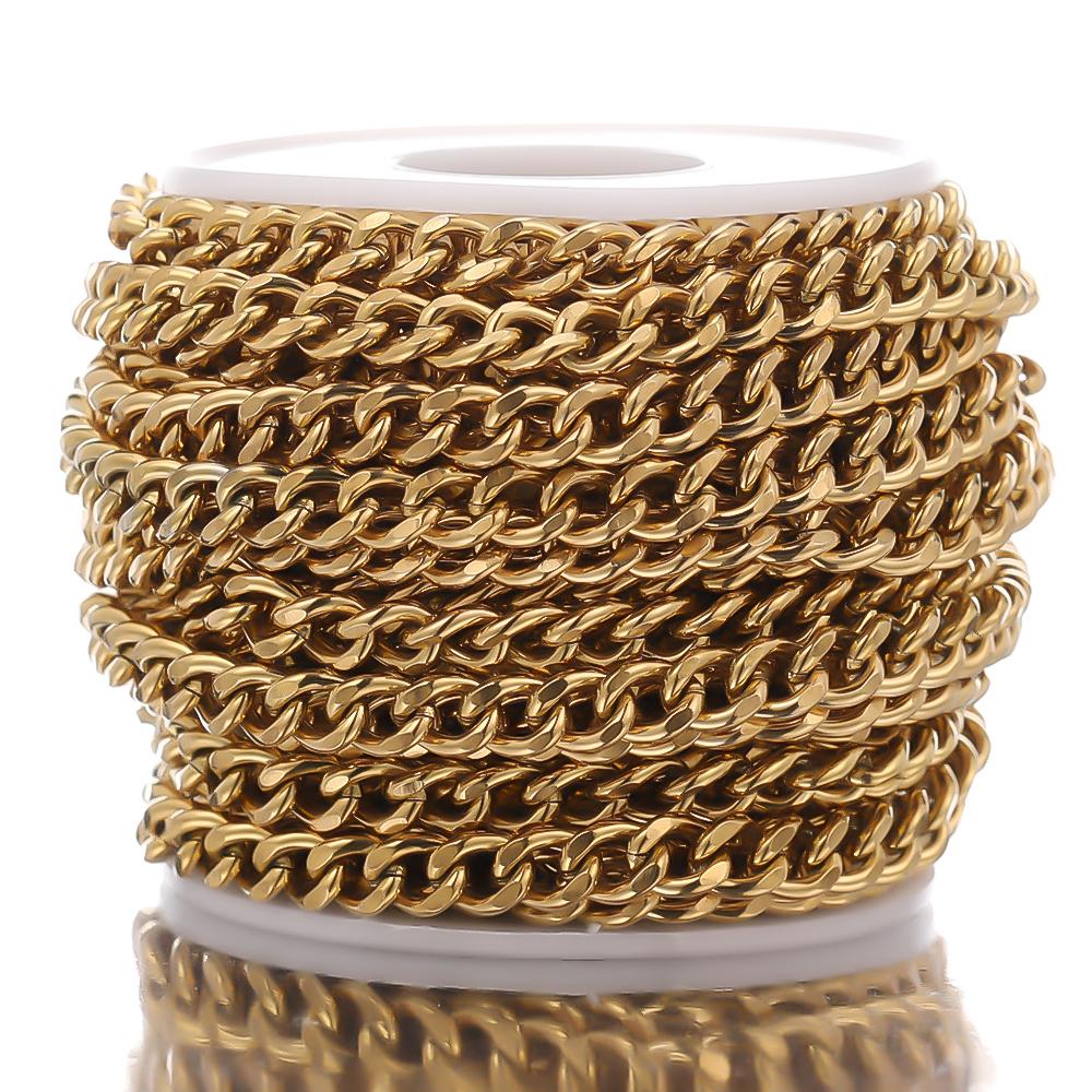 1 Meter Stainless Steel Cuban Chains Bulk for DIY Jewelry Making Crafts Bracelet  Accessories Handmade Hip Hop Necklace Findings