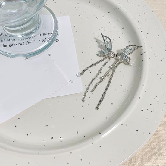 1 пара милых серег-капель в форме бабочек, женские асимметричные серьги-гвоздики с цепочкой и кисточками, серьги-гвоздики из искусственного жемчуга, инкрустированные стразами