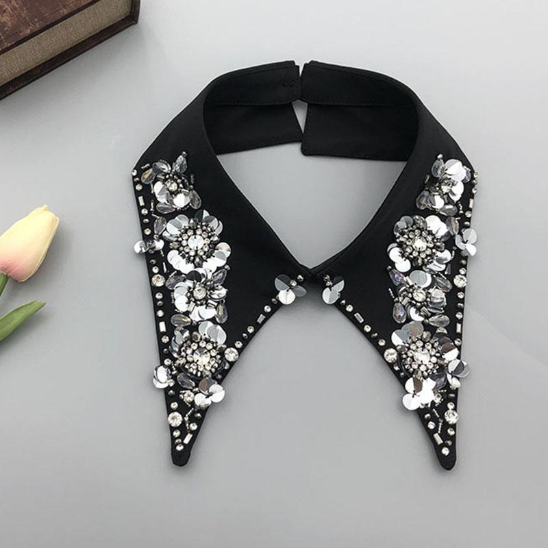 Белая черная рубашка с искусственным воротником для женщин, кружевной ажурный съемный воротник, ромбовидный лацкан, рубашка, блузка, топ, ожерелье, аксессуары для одежды