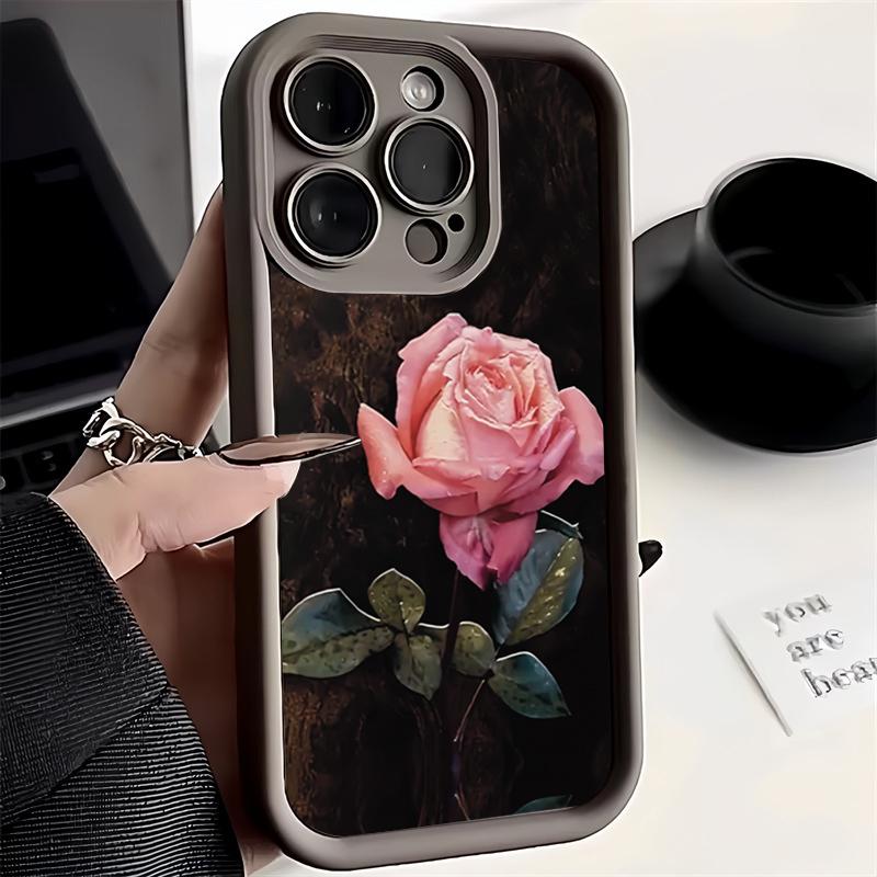 Для iPhone 17 16 15 Pro Max 14 13 12 11 17 Air Case Эстетичный Чехол с Розовым Цветочным Рисунком Для iPhone 16E 7 8 Plus SE2 Ударопрочный Мягкий Чехол