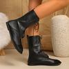 Flat Bottom Women's Korean Edition Fall/Winter 2025 New Square Toe Lace-up Casual German Training Booties