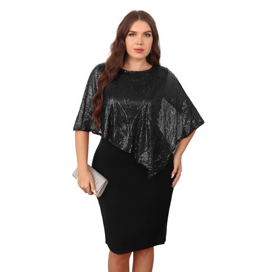 Женское платье-накидка без рукавов с накладными пайетками, облегающее платье-карандаш с пайетками большого размера, женское вечернее платье миди