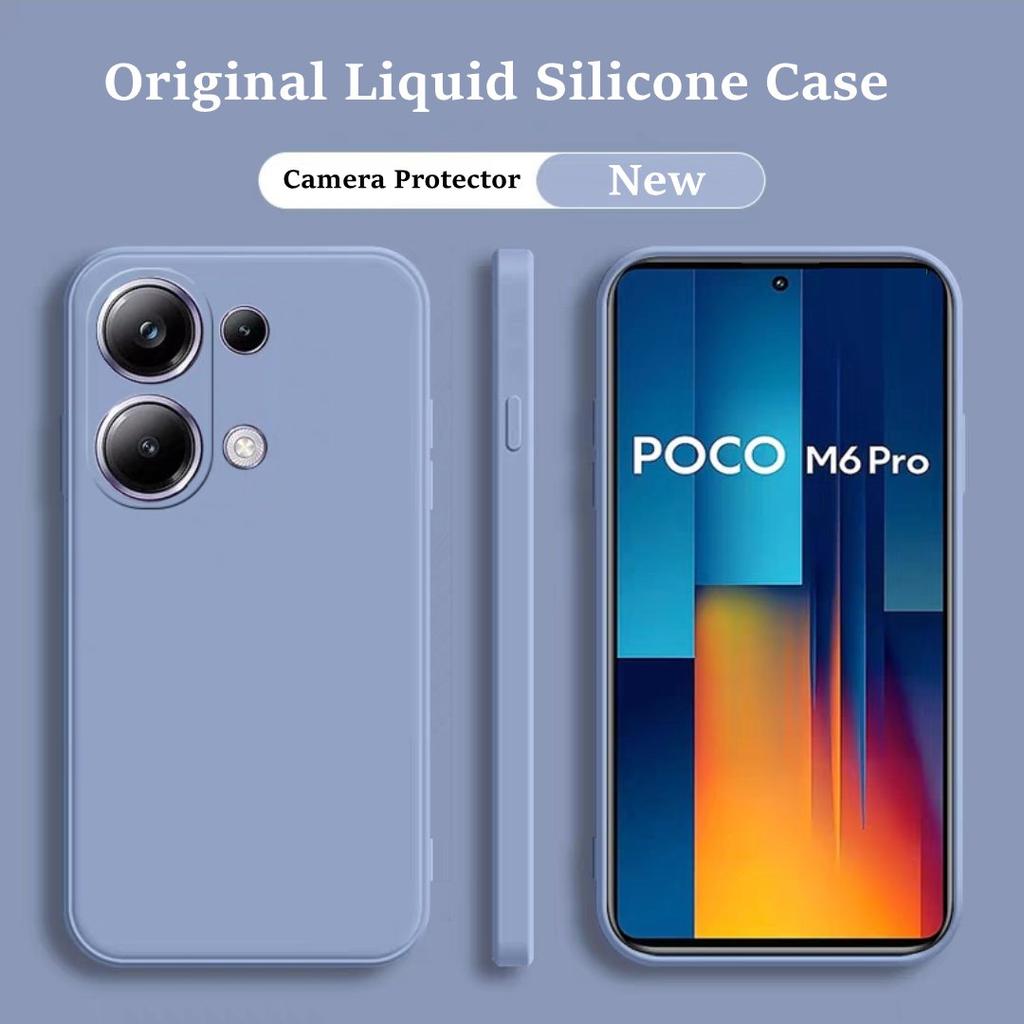 Чехол для Poco M6 Pro для Xiaomi Poco M6 Pro Fundas Coque, мягкий оригинальный жидкий силиконовый чехол для камеры, полное покрытие, задний чехол Poco M6 Pro