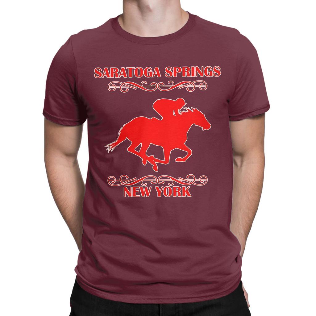 Saratoga Springs New York Horse Jockey Classic Novelty Graphic 100 Cotton Tshirt Horse Racing Jockey Silks Tees Tops For Unisex