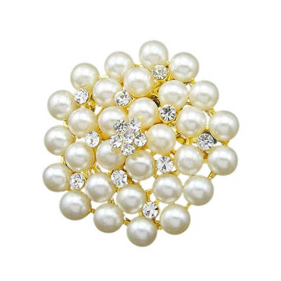 Breastpin Elegant Easy Matching Alloy Flower Faux Pearls Women Brooch Pin for Dating