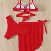 Swimsuit Women's Hard Clad Steel Split Bikini Set Retro Solid Color Hollow Out Swimwear