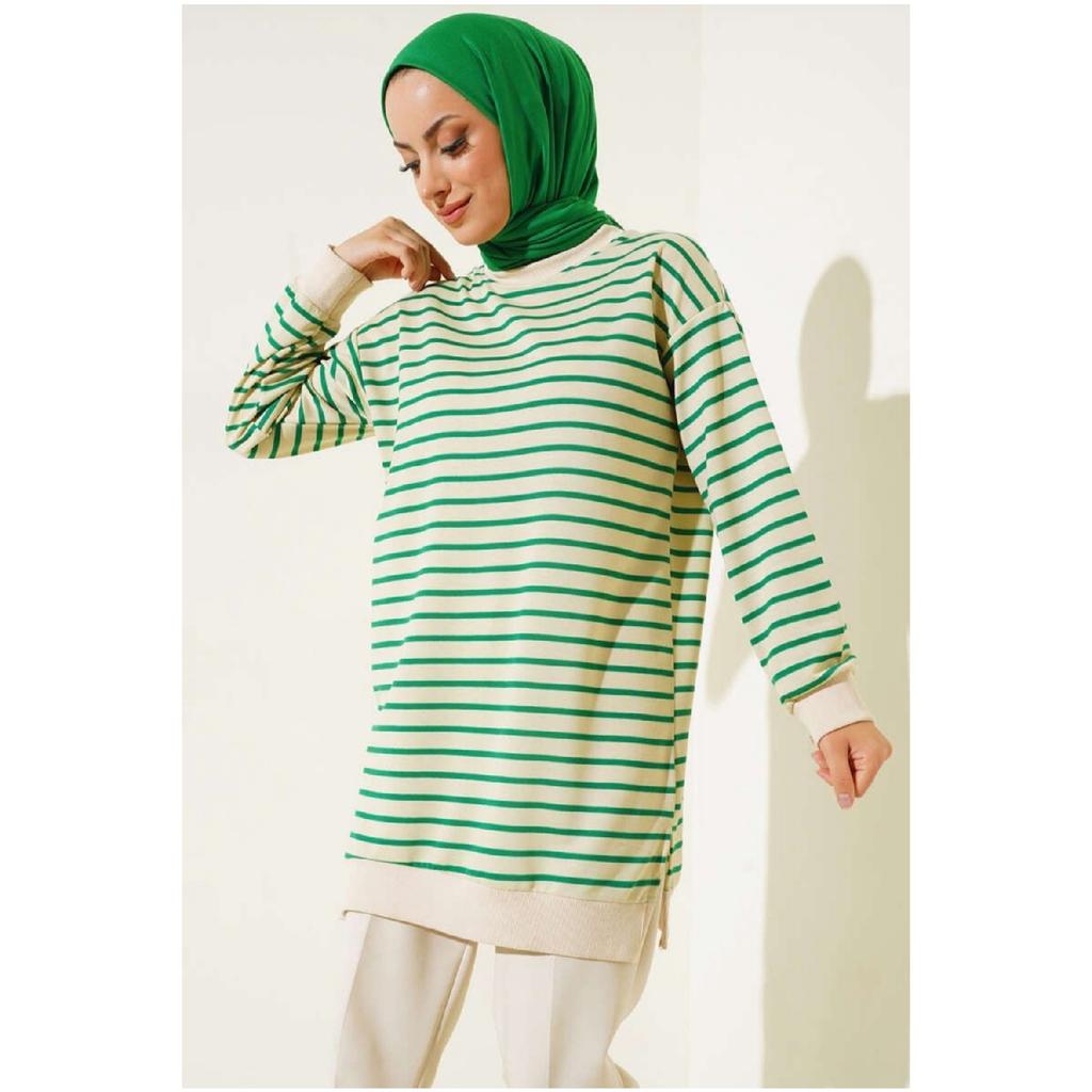 Двухниточный толстовка в полоску в стиле хиджаба-туники