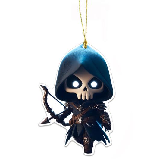 Halloween Car Ornament Cool Skeleton Acrylic Car Rearview Mirror Charm 2D Flat Skull Hanging Pendant for Car Interior Backpack Accessory