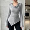 Autumn Winter Women Knit Top Off Shoulder Long Sleeve Slim Fit Knit Shirt Commute Clothes Female Sweater