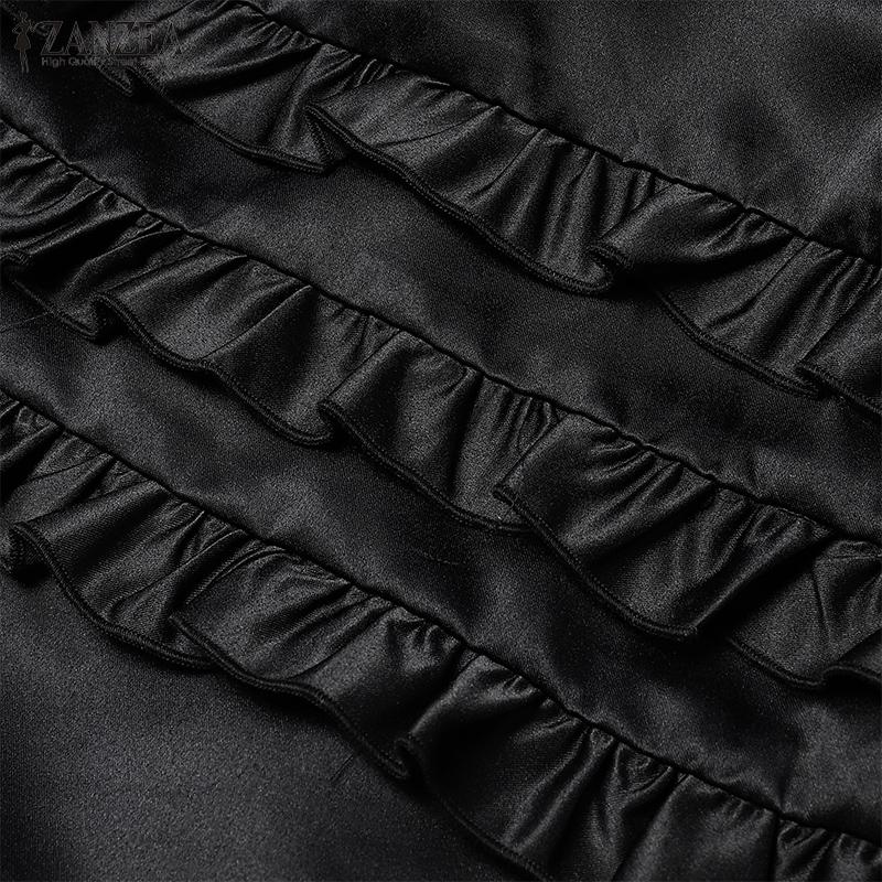 ZANZEA Женские винтажные однотонные многослойные юбки