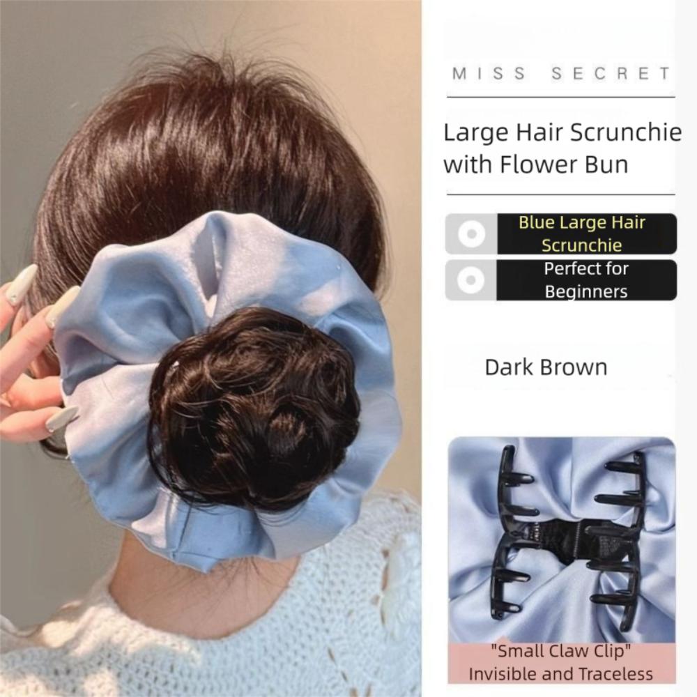Satin Scrunchie False Hair Pieces Claw Clip Ponytail Chignon Fashion Flower Bun Head Wig  Daily Use