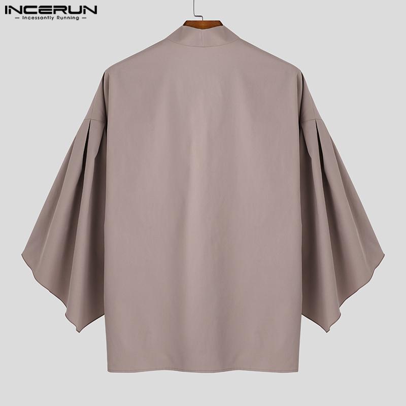 INCERUN Мужской V-образный вырез с нерегулярными расклешенными рукавами V-образный вырез на одной пуговице повседневный свободный кардиган топы