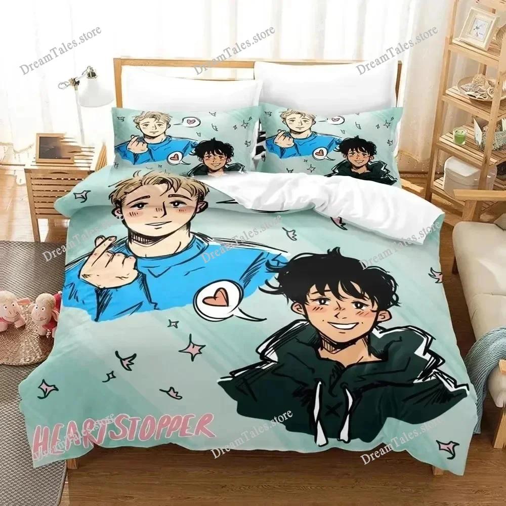 3D Печатный Набор Постельного Белья Heartstopper Аниме Для Мальчиков Девочек Размер Twin Queen Пододеяльник Наволочка Постель Детский Взрослый Домашний Текстиль