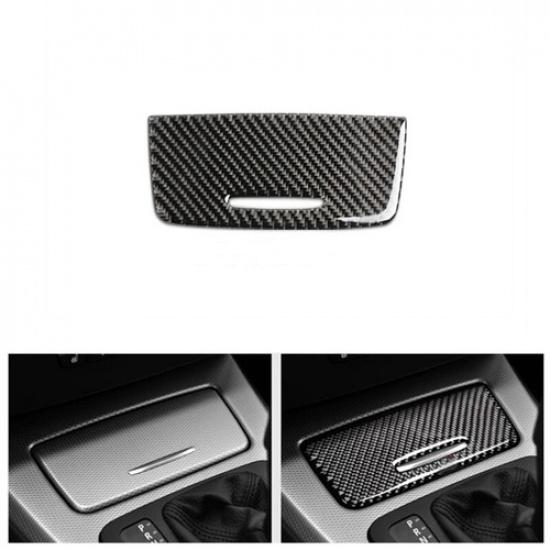Auto Car Rubber Carbon Fiber Storage Box Panel cover decal For BMW E90 05-12