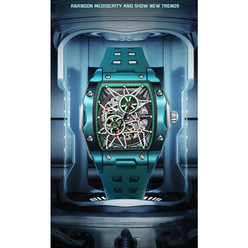 Dulunwe Мужские автоматические механические часы в форме винной бочки, роскошные светящиеся водонепроницаемые модные креативные крутые часы