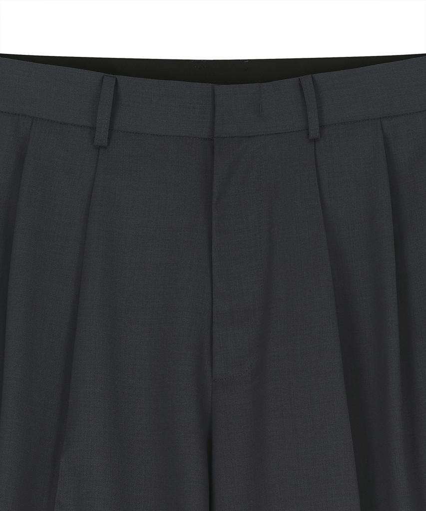 NOIRER Two-Tuck Button Wide Slacks (Gray)