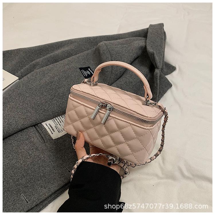 Small Fragrance Style Hand-held Small Square Bag Personalized Box Bag High-value Chain Diamond Checkered Crossbody Bag Cosmetic Bag