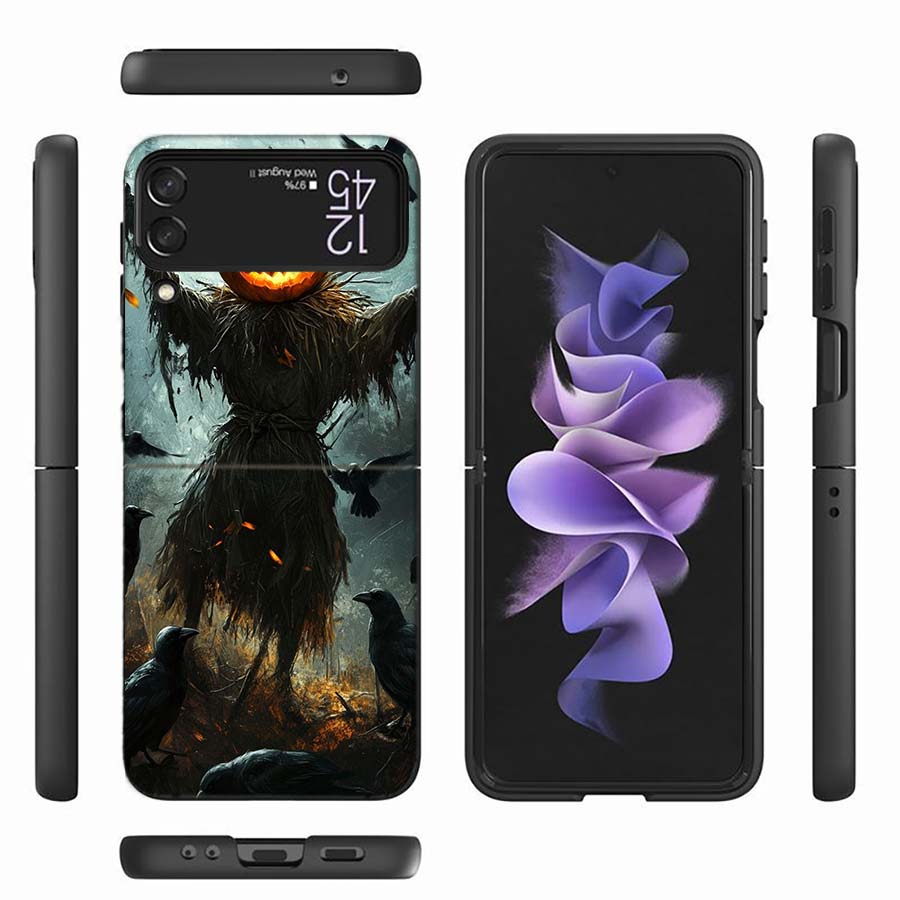 Человек-Тыква на Хэллоуин Здесь Чехол для Телефона Для Samsung Z Flip 6 7 5G Z Flip 5 Galaxy Z Flip 3 4 5G ZFlip Ударопрочный Жесткий Чехол TPU