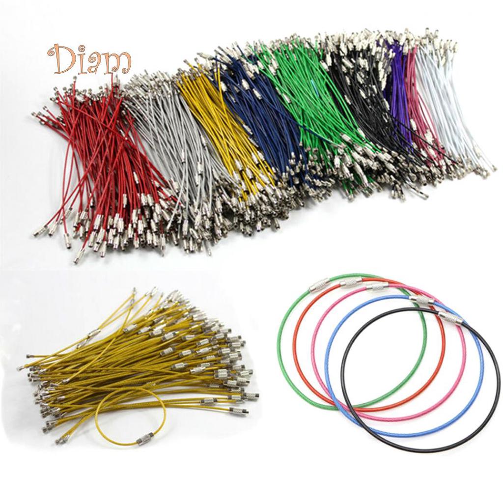 GQ 5/10Pcs Durable Steel Wire Rope Ring Connector Keychain Key Holder Hanging Cable