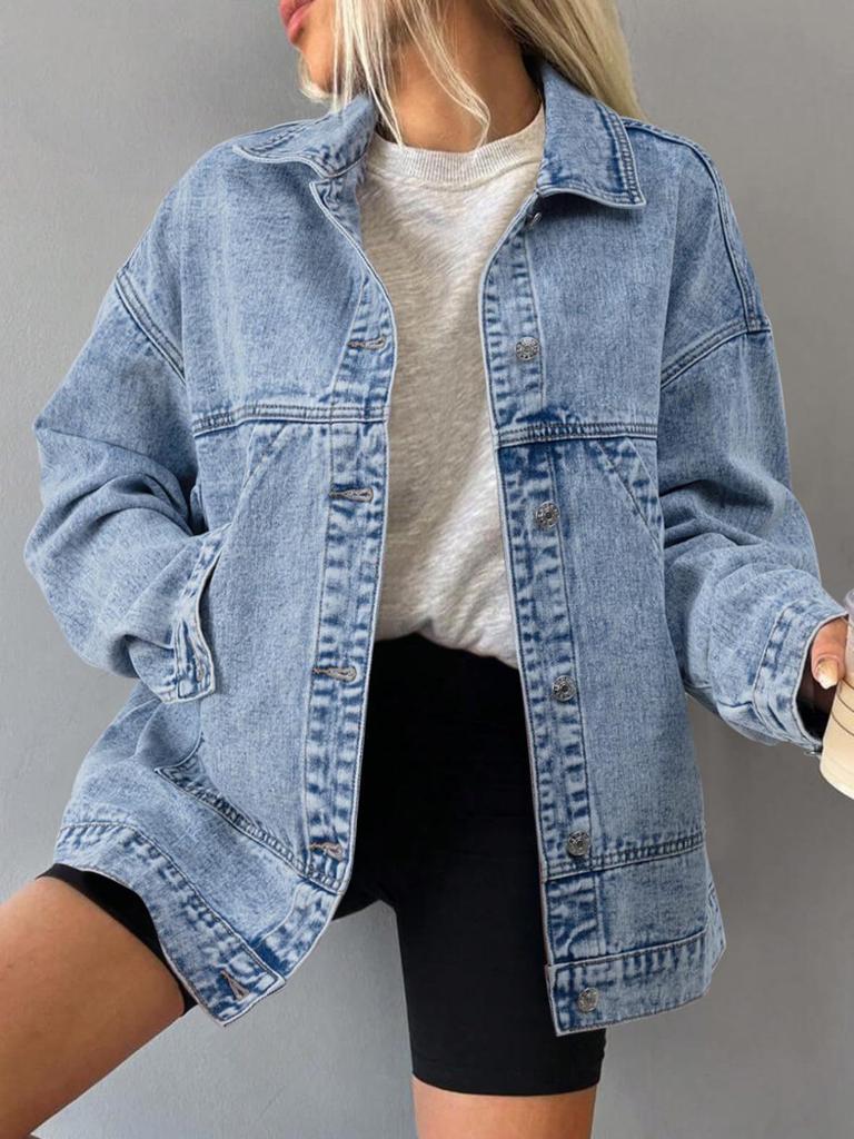 Европейская/Американская Мода Женская Свободная Джинсовая Куртка - Универсальная для Весны/Осени