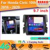 2Din автомобильный радиоприемник стерео для Honda Civic 10th 2016 2017 2018 2019 2020 Android Auto мультимедийный видеоплеер GPS Carplay 9,7-дюймовый экран
