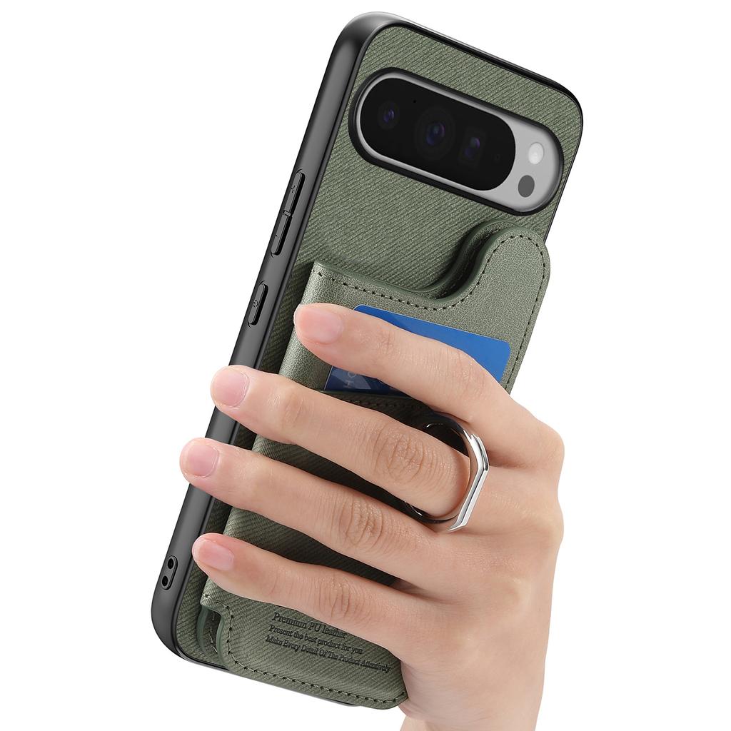 For Google Pixel 9 Pro XL/Google Pixel 10 Pro XL Case with Card Holder Kickstand Leather+TPU+PC Phone Cover