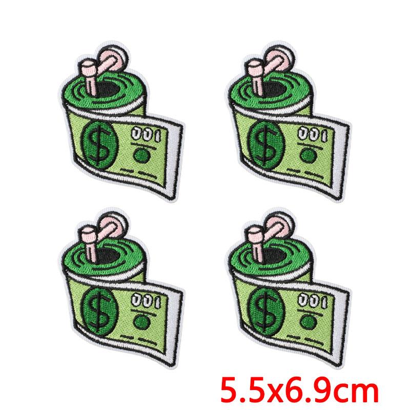 10Pcs Hip Hop Money Patch, Iron on Patches for Clothing, Cash Dollar Butterfly Embroidered Appliques for Streetwear