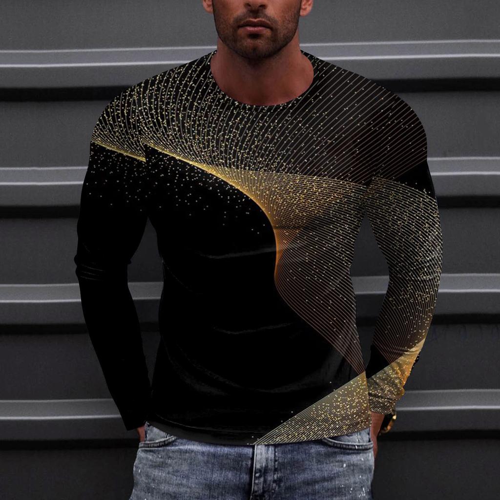 Муж. Футболка Круглый вырез Одежда Одежда На открытом воздухе Длинный рукав С принтом Модельер Винтаж