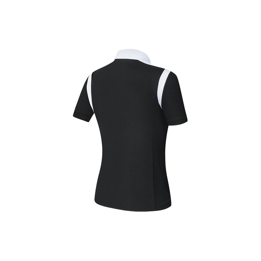 Fila Женская футболка-поло с коротким рукавом, вязаная, цветной блок, для гольфа, топ, глубокий черный A11W415103F-BK